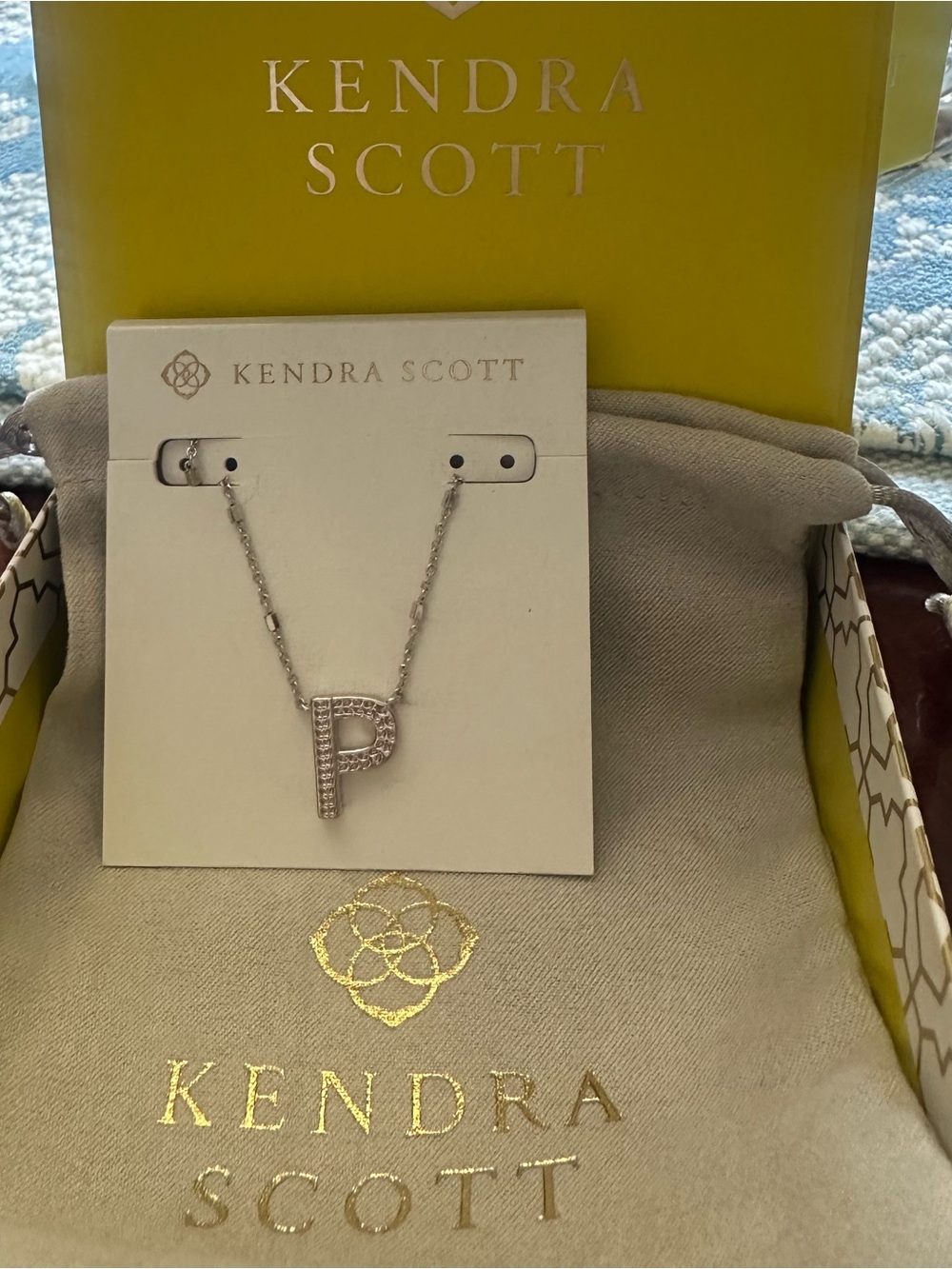 Kendra Scott Letter P Pendant Necklace in Silver NWT